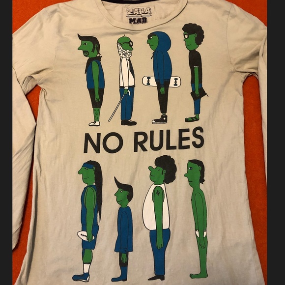 Zara Vintage No rules long sleeve graphic tee GUC - Picture 5 of 5